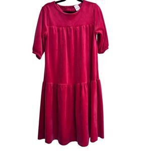 Hanna Andersson Short Sleeve Red Recycled Velour Velvet Twirl Dress Size 12